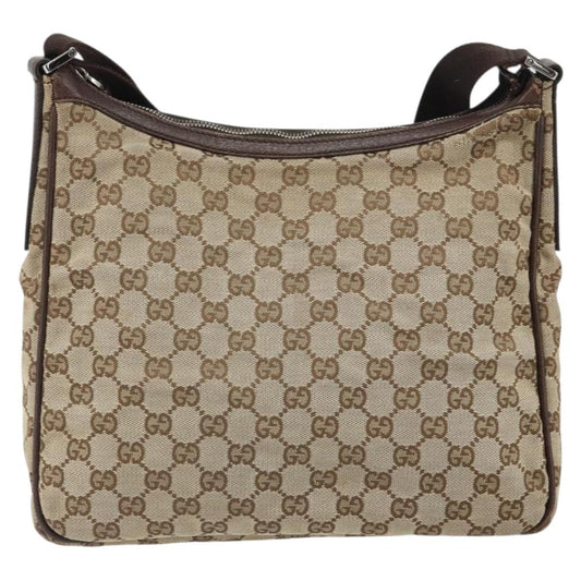 Gucci Vintage Shoulder Bag GG Canvas and Leather, BEIGE, CANVAS, Shoulder bag