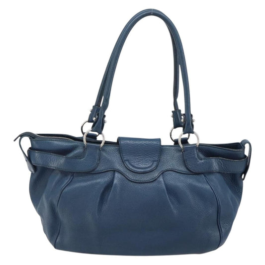 Salvatore Ferragamo Gancini handbag Leather, BLUE, LEATHER, Handbag