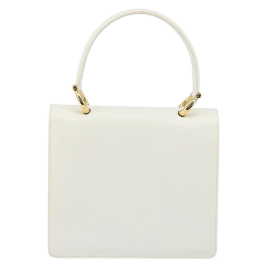 Celine Gancini Handbag Leather, WHITE, LEATHER, Handbag
