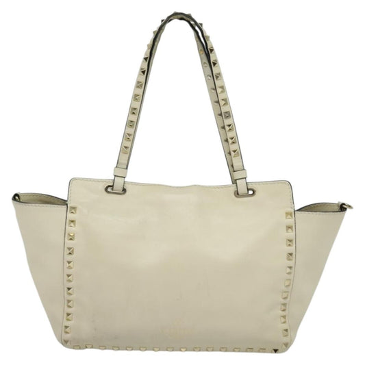 Valentino Garavani Rockstud Tote Soft Leather, WHITE, LEATHER, Tote bag