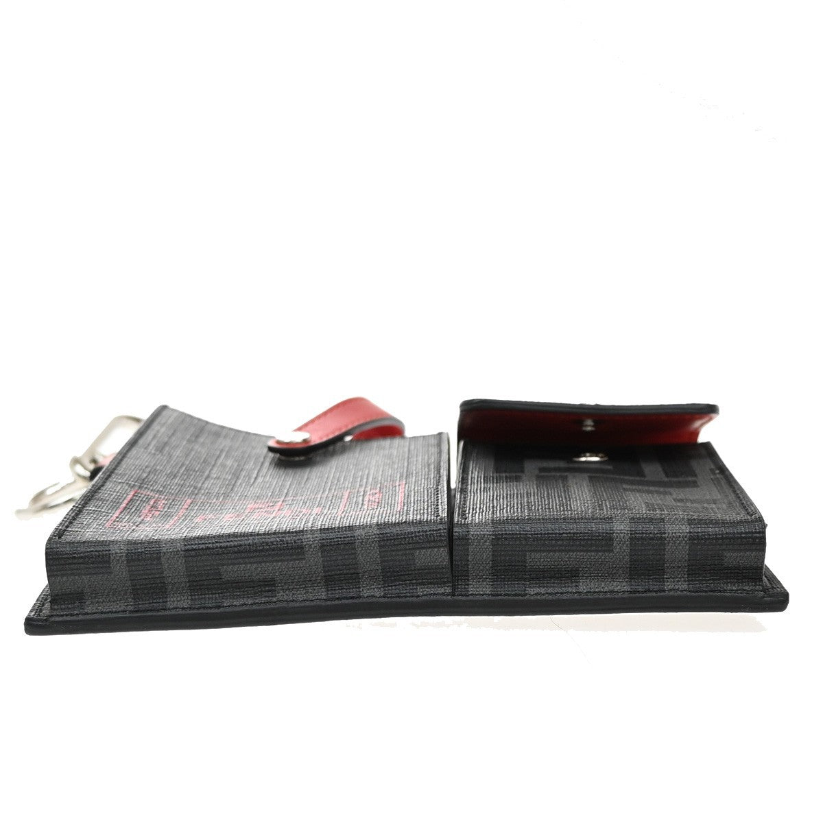 Fendi Charm Key Holder Zucca canvas, BLACK, CANVAS, Charms and Keychains