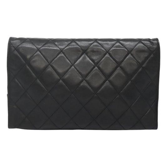 Chanel Vintage Full Flap Bag Quilted Lambskin, BLACK, LEATHER, Handbag