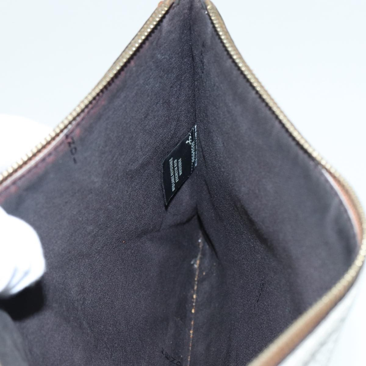 Fendi Mania Logo Zip Pouch Inlaid Leather, BEIGE, LEATHER, Clutche & pouche