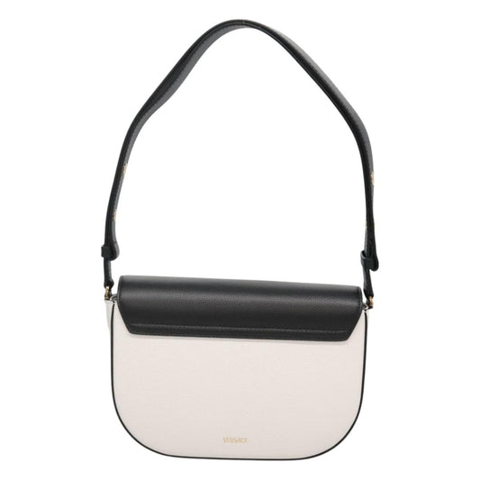 Versace Virtus Flap Messenger Bag Leather, WHITE, LEATHER, Crossbody bag