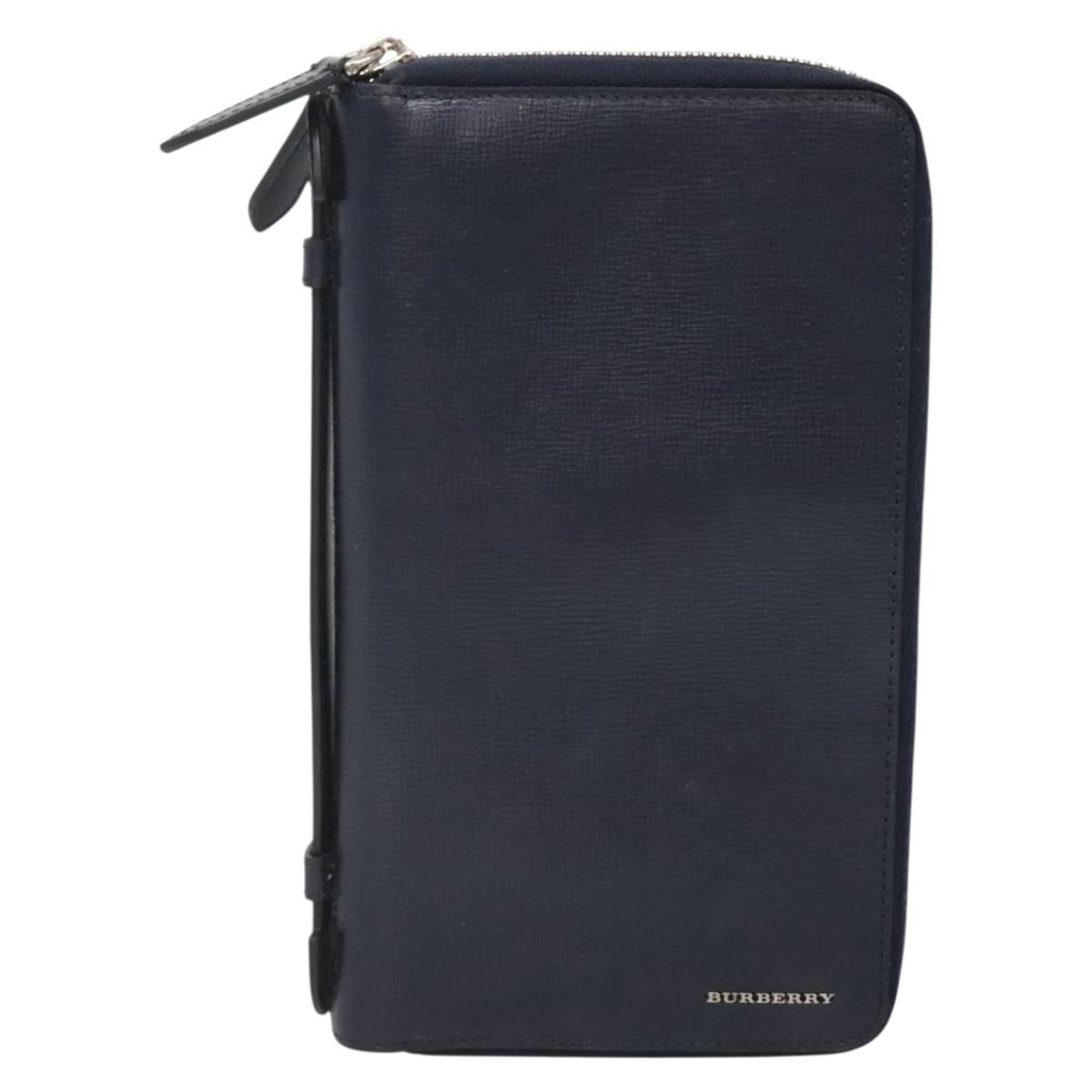 Burberry Reeves Double Zip Organizer Wallet Leather, NAVY, LEATHER, Wallets