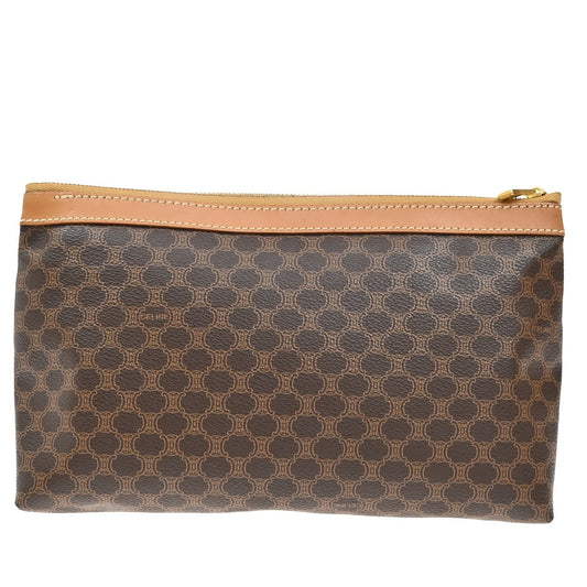 Celine Macadam Pochette Canvas and Leather, BROWN, CANVAS, Clutche & pouche