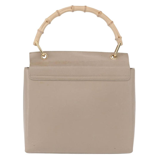 Gucci Vintage Bamboo Handle Bag Leather, BEIGE, LEATHER, Handbag