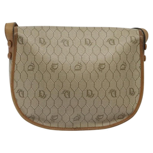 Christian Dior Vintage Honeycomb Flap Crossbody Bag Coated Canvas, BEIGE, CANVAS, Crossbody bag