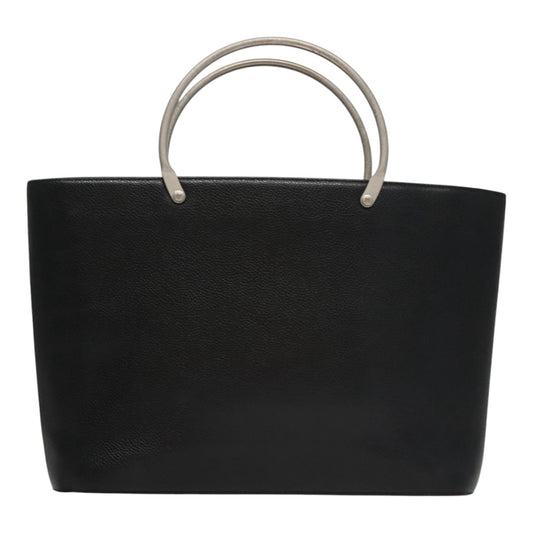 Chanel Vintage Metal Ring Tote Leather, BLACK, LEATHER, Tote bag