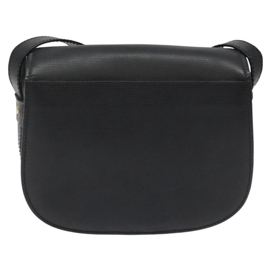 Celine Vintage Circle Logo Crossbody Bag Leather, BLACK, LEATHER, Shoulder bag