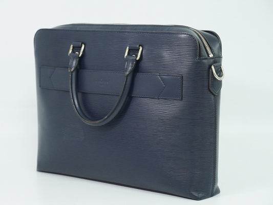 Louis Vuitton Brooks Briefcase Epi Leather, NAVY, LEATHER, Briefcase