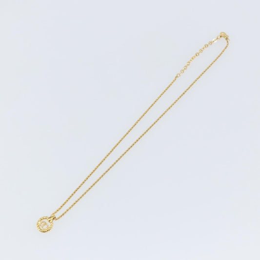Christian Dior CD Round Pendant Necklace Metal, Gold, Metal, Necklace