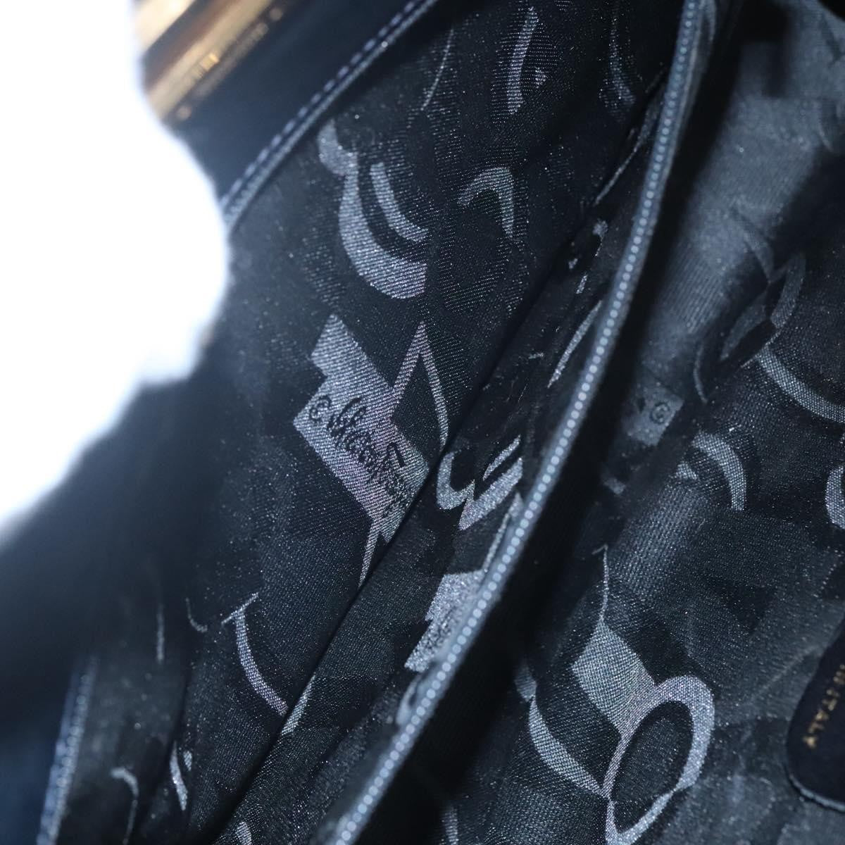 Salvatore Ferragamo Vintage Gancini Chain Shoulder Bag Leather, NAVY, LEATHER, Shoulder bag