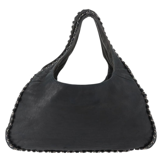 Chanel Vintage Chain Around Shoulder Bag Leather, BLACK, LEATHER, Shoulder bag