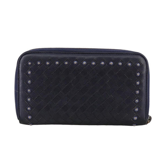 Bottega Veneta Intrecciato Long Zip Wallet Leather, BLACK, LEATHER, Wallets