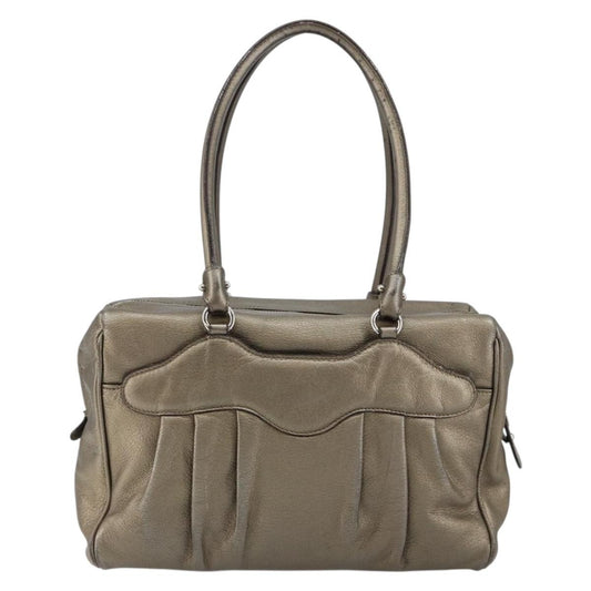 Salvatore Ferragamo Gancini Buckle Shoulder Bag Leather, GOLD, LEATHER, Tote bag