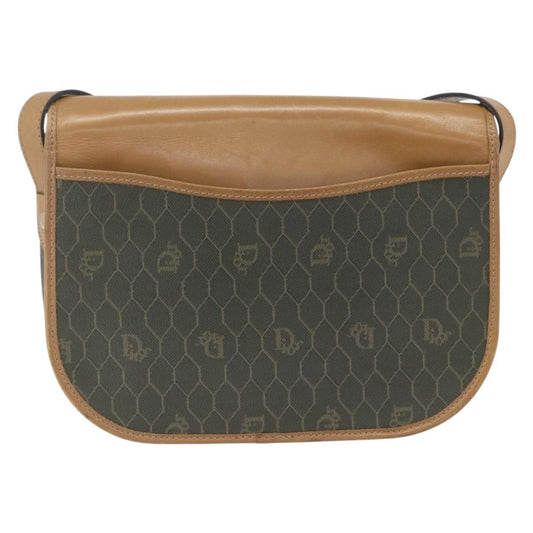 Christian Dior Vintage Honeycomb Flap Crossbody Bag Canvas and Leather, KHAKI, CANVAS, Shoulder bag