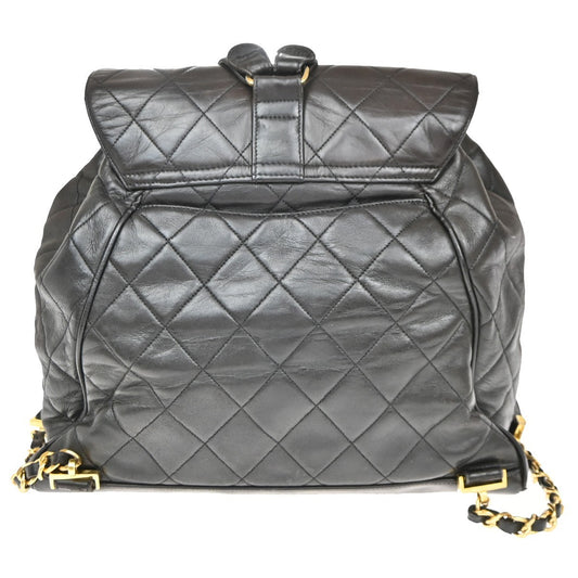 Chanel Vintage CC Flap Backpack Quilted Lambskin, BROWN, LEATHER, Backpack