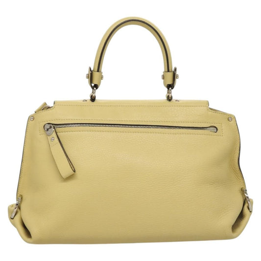 Salvatore Ferragamo Gancini handbag Leather, YELLOW, LEATHER, Handbag