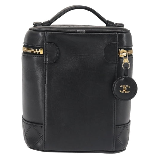 Chanel Vanity pouch Leather, BLACK, LEATHER, Toiletry Case