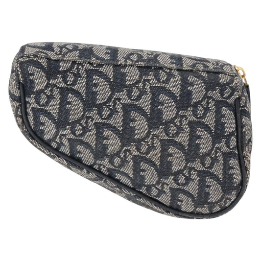 Christian Dior Saddle Zip Pouch Diorissimo Canvas, NAVY, CANVAS, Clutche & pouche