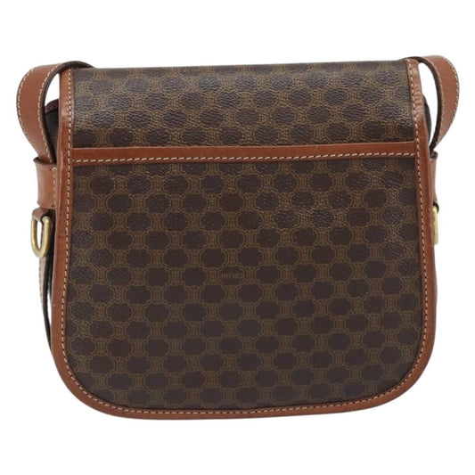 Celine Vintage Macadam Shoulder Bag Canvas and Leather, BROWN, PVC, Shoulder bag
