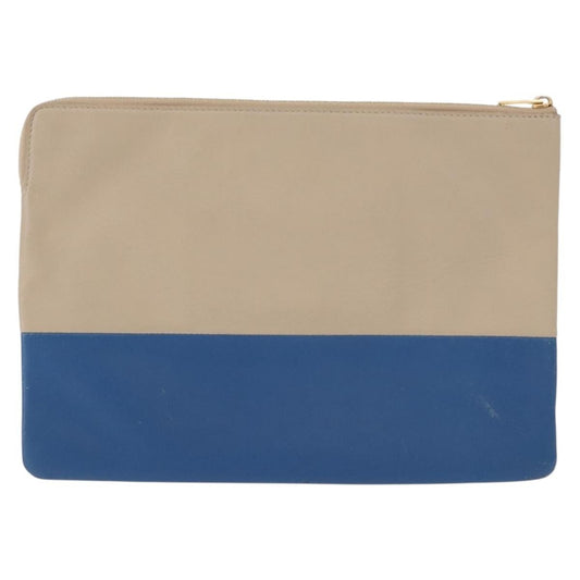 Celine Solo Pouch Leather, BEIGE, LEATHER, Clutche & pouche
