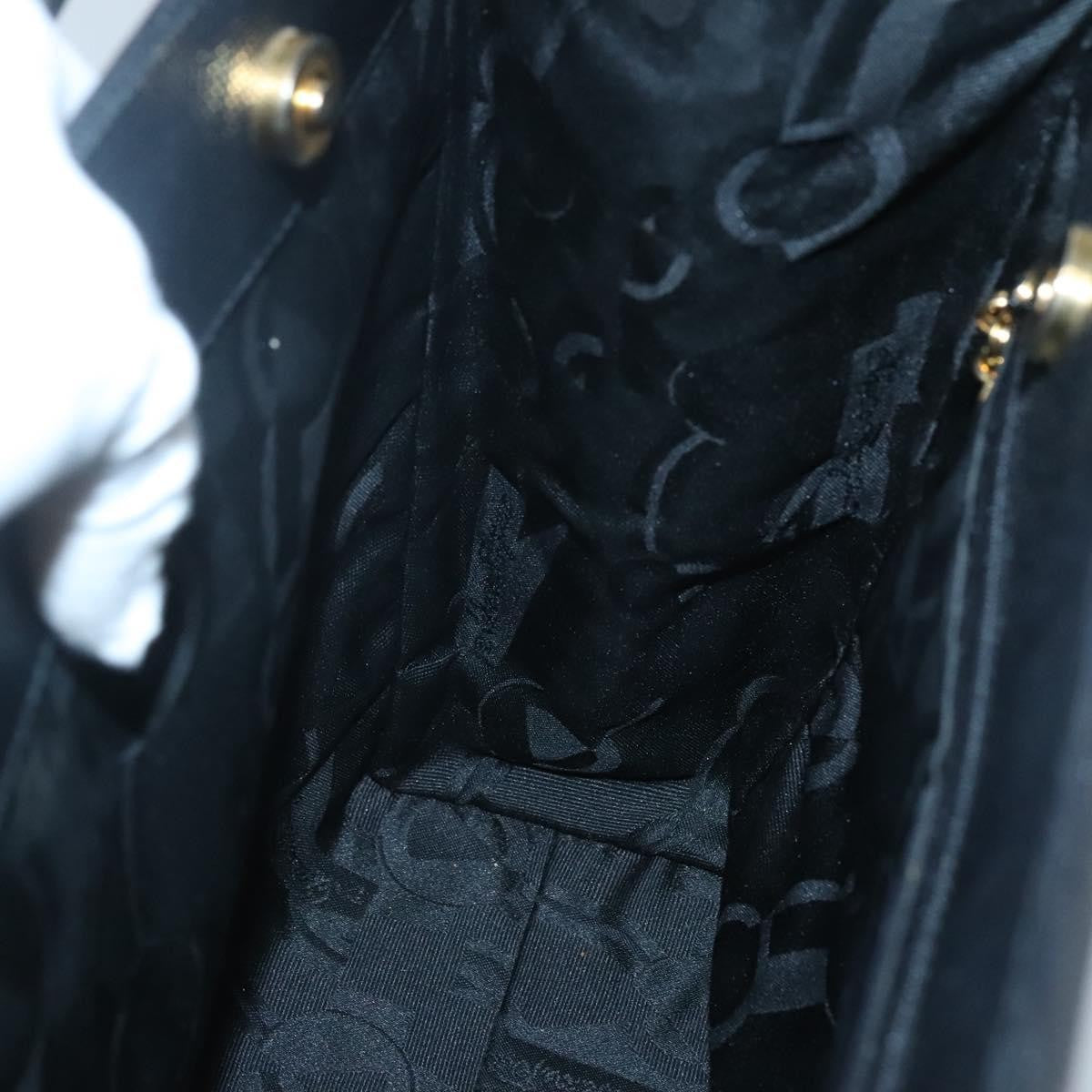 Salvatore Ferragamo Vintage Vara Bow Tote Lizard Embossed Leather, BLACK, LEATHER, Tote bag