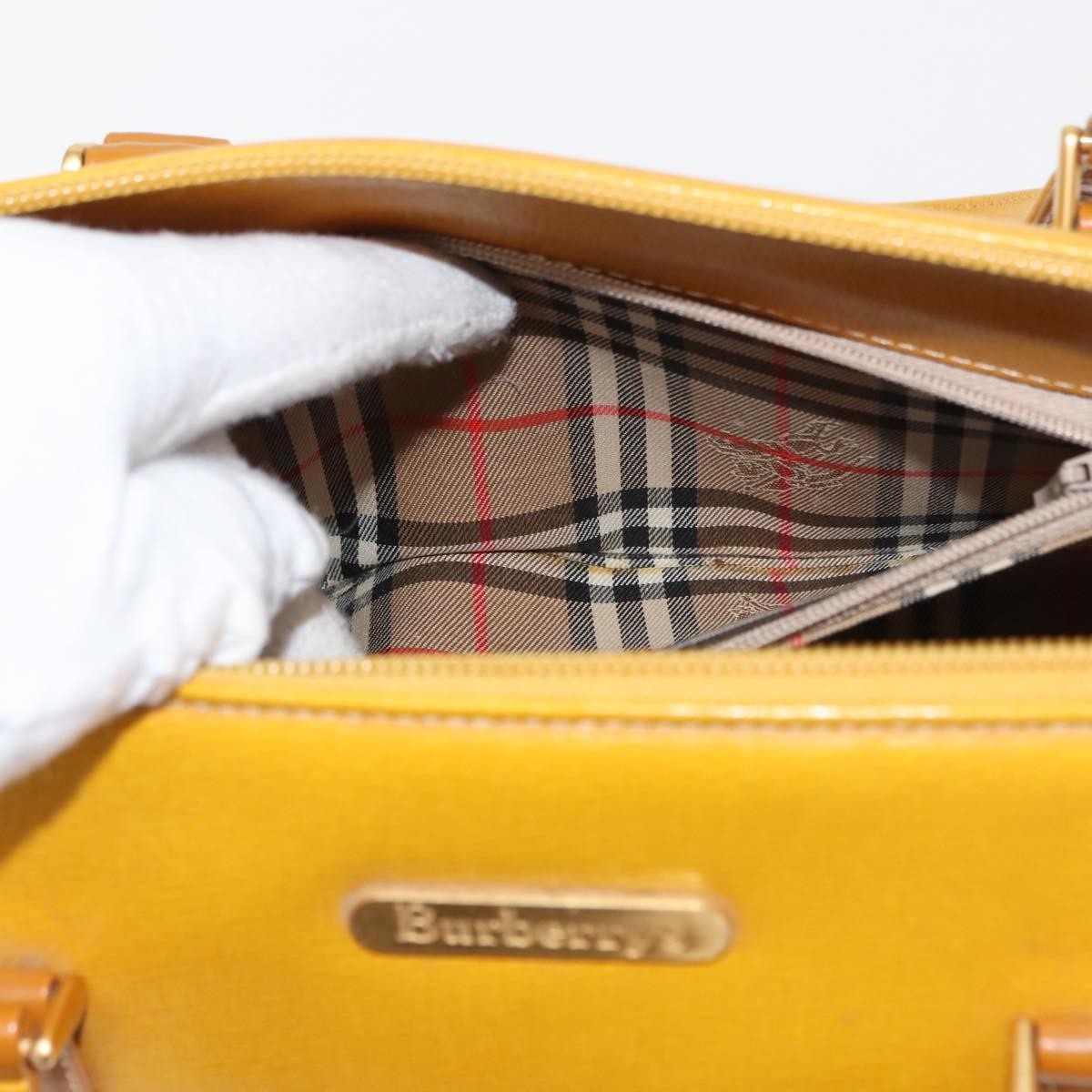 Burberry Vintage Handbag Leather, YELLOW, LEATHER, Handbag
