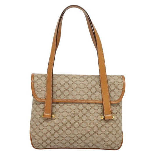 Celine Vintage Macadam Handbag Canvas and Leather, Beige, Canvas, Handbag