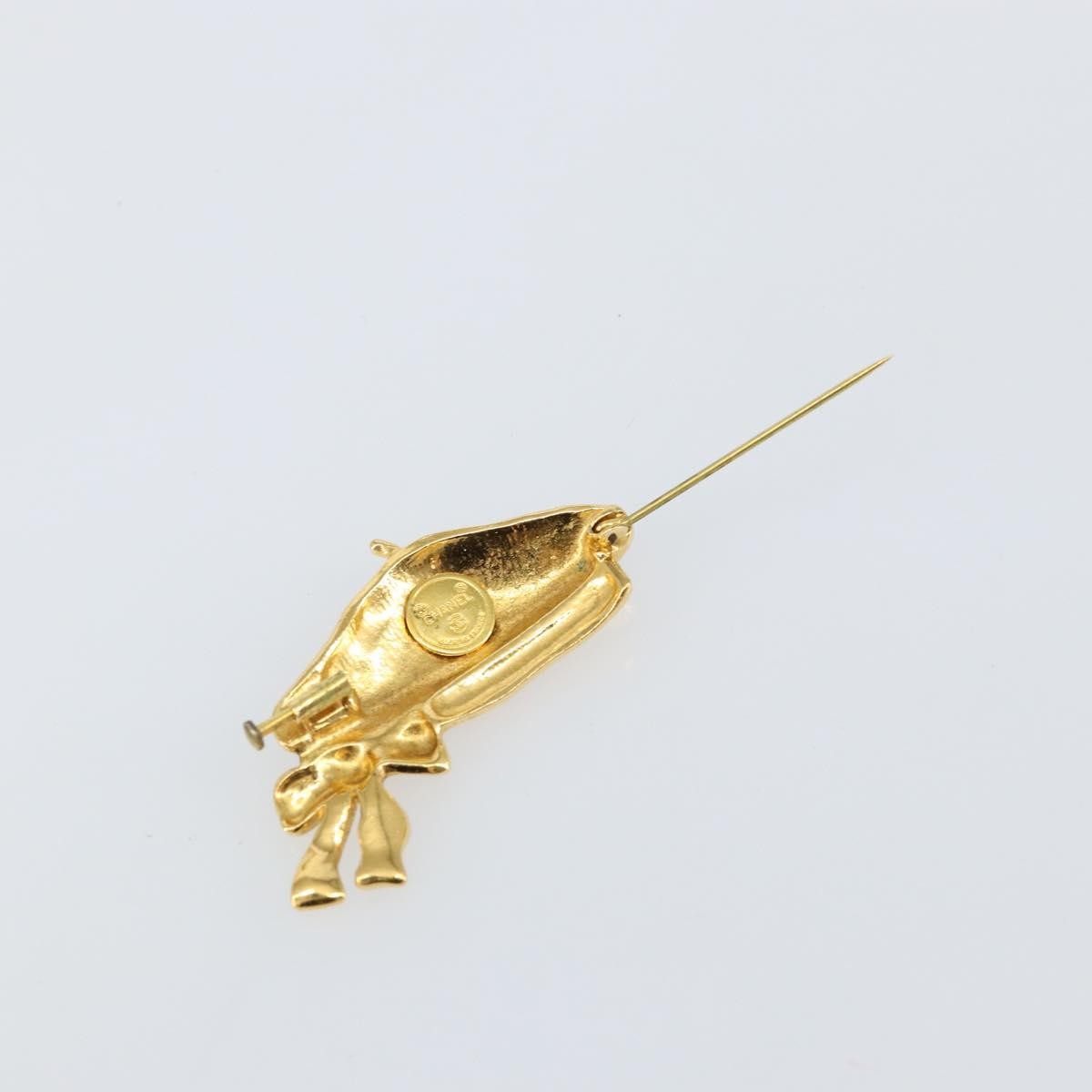 Chanel Beret Hat Brooch Gold Plated, GOLD, METAL, Brooch