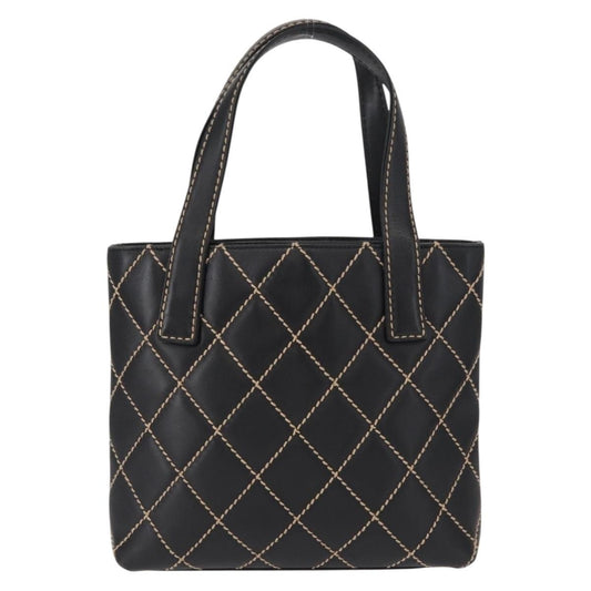 Chanel Surpique Tote Quilted Leather, BLACK, LEATHER, Tote bag