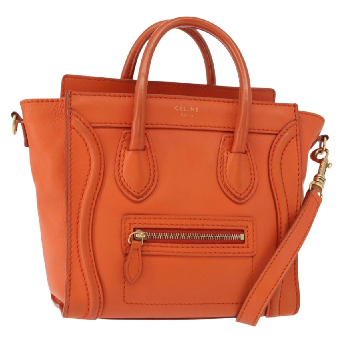 Celine Luggage Bag Smooth Leather, ORANGE, LEATHER, Handbag