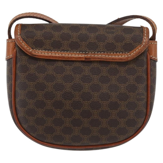 Celine Vintage Macadam Shoulder Bag Canvas and Leather, BROWN, CANVAS, Shoulder bag