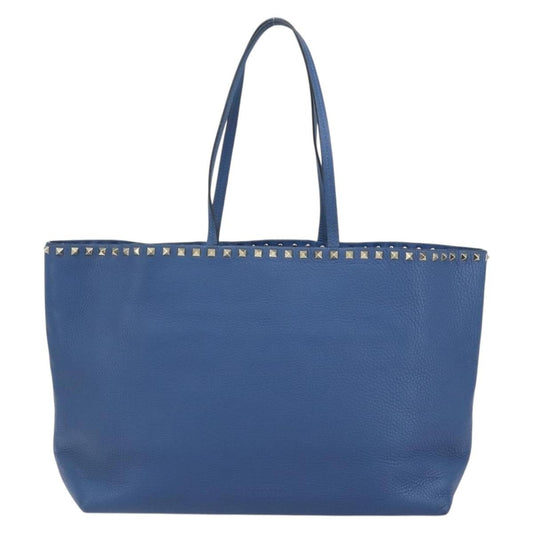 Valentino Garavani Rockstud Shopper Tote Leather, BLUE, LEATHER, Tote bag