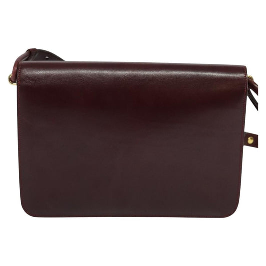 Christian Dior Flap Shoulder Bag Leather, BURGUNDY, LEATHER, Shoulder bag