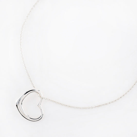 Tiffany & Co. Elsa Peretti Open Heart Pendant Necklace Sterling Silver, SILVER, SILVER, Necklace
