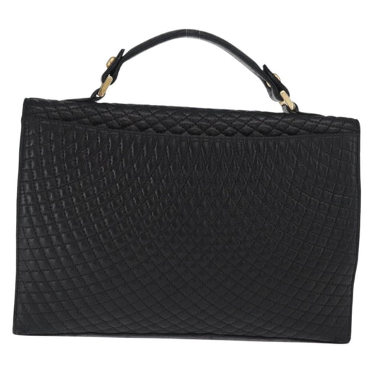 Bally Vintage Handbag Quilted Leather, BLACK, LEATHER, Handbag