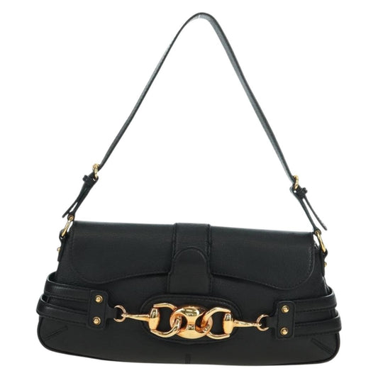 Gucci Horsebit Shoulder Bag GG Canvas and Leather, Black, Leather, Shoulder Bag