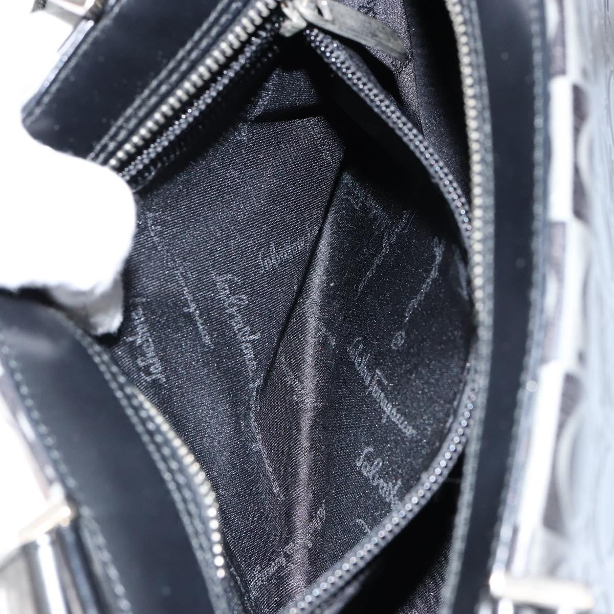 Salvatore Ferragamo Gancini handbag Leather, BLACK, LEATHER, Handbag