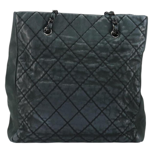 Chanel CC Charm Tote Quilted Iridescent Calfskin, GREEN, LEATHER, Tote bag