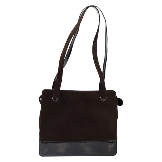Chanel Vintage Logo Tote Suede, BROWN, SUEDE, Tote bag