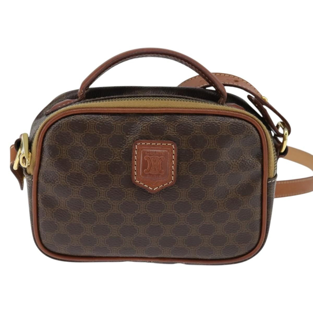 Celine Vintage Macadam Shoulder Bag Canvas, BROWN, CANVAS, Shoulder bag