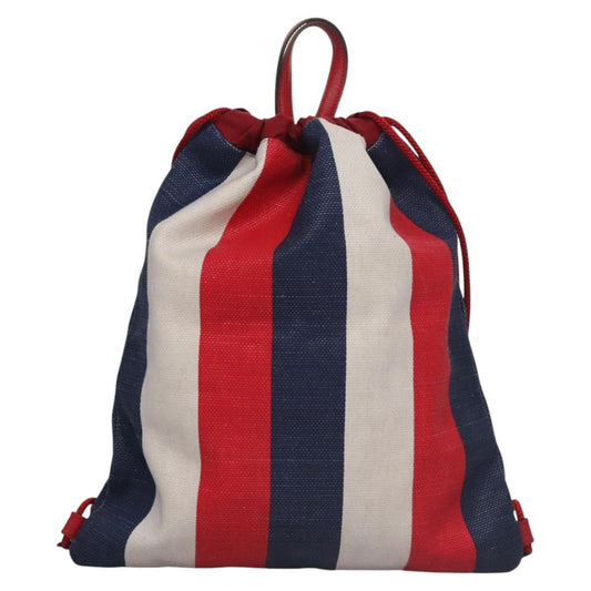 Gucci Logo Drawstring Backpack Striped Canvas, MULTICOLOUR, CANVAS, Backpack