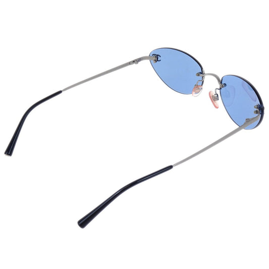Chanel Logo CC Sunglasses Metal, BLUE, MESH, Sunglasse
