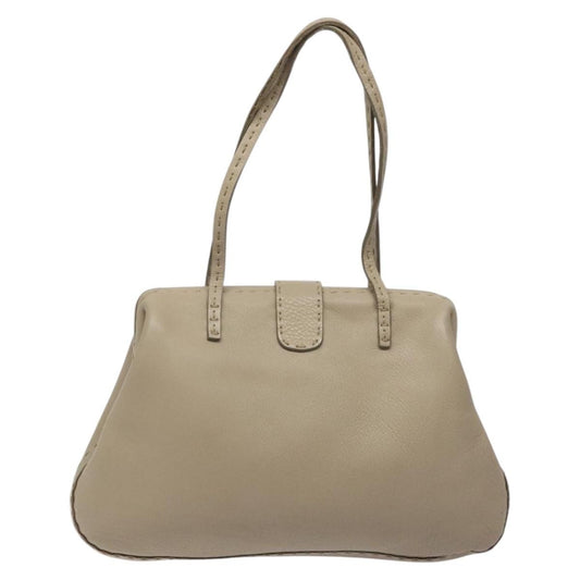 Fendi Selleria Tote Leather, BEIGE, LEATHER, Tote bag