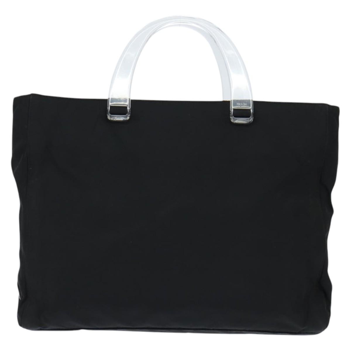 Prada Resin Handle Tote Tessuto, Black, Nylon, Tote Bag