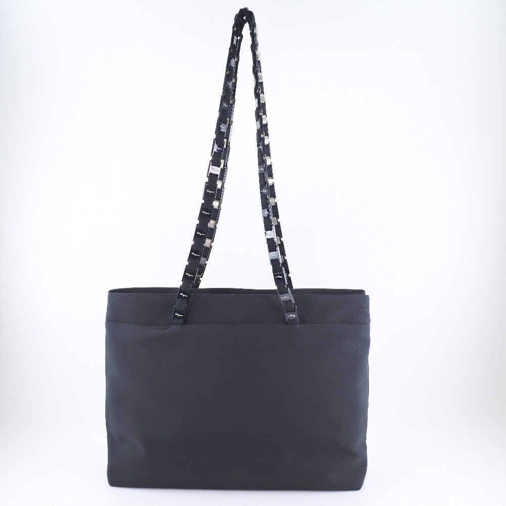 Salvatore Ferragamo Vala Shoulder Bag Canvas, BLACK, CANVAS, Shoulder bag