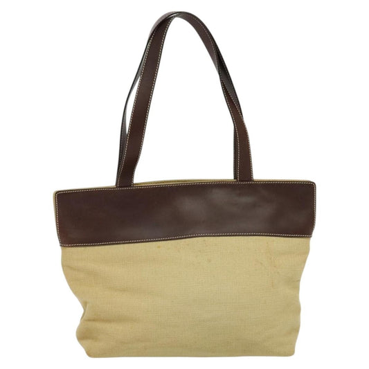 Chanel Vintage CC Tote Canvas with Leather, BEIGE, CANVAS, Tote bag