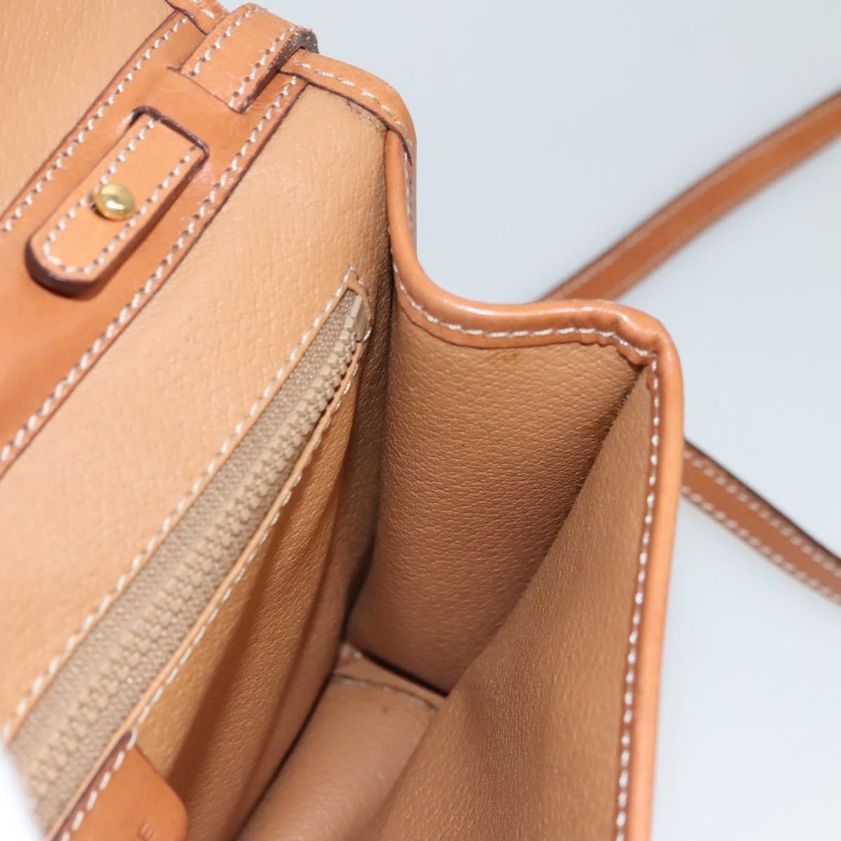 Celine Vintage Macadam Shoulder Bag Canvas and Leather, BEIGE, CANVAS, Shoulder bag